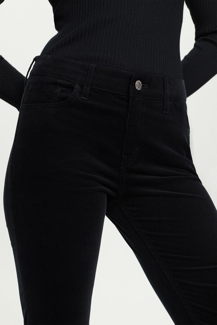 Pantaloni slim in velluto a vita media, BLACK, detail image number 2