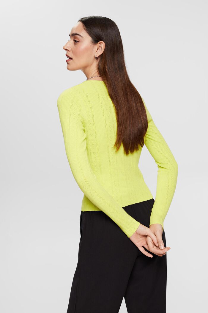 Pullover dal design a giorno, BRIGHT YELLOW, detail image number 3
