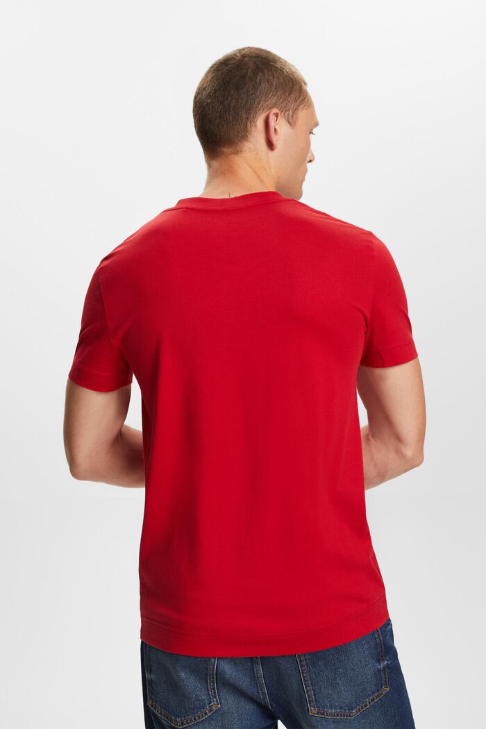 T-shirt con scollo a V, realizzata in jersey di 100% cotone, DARK RED, detail image number 3