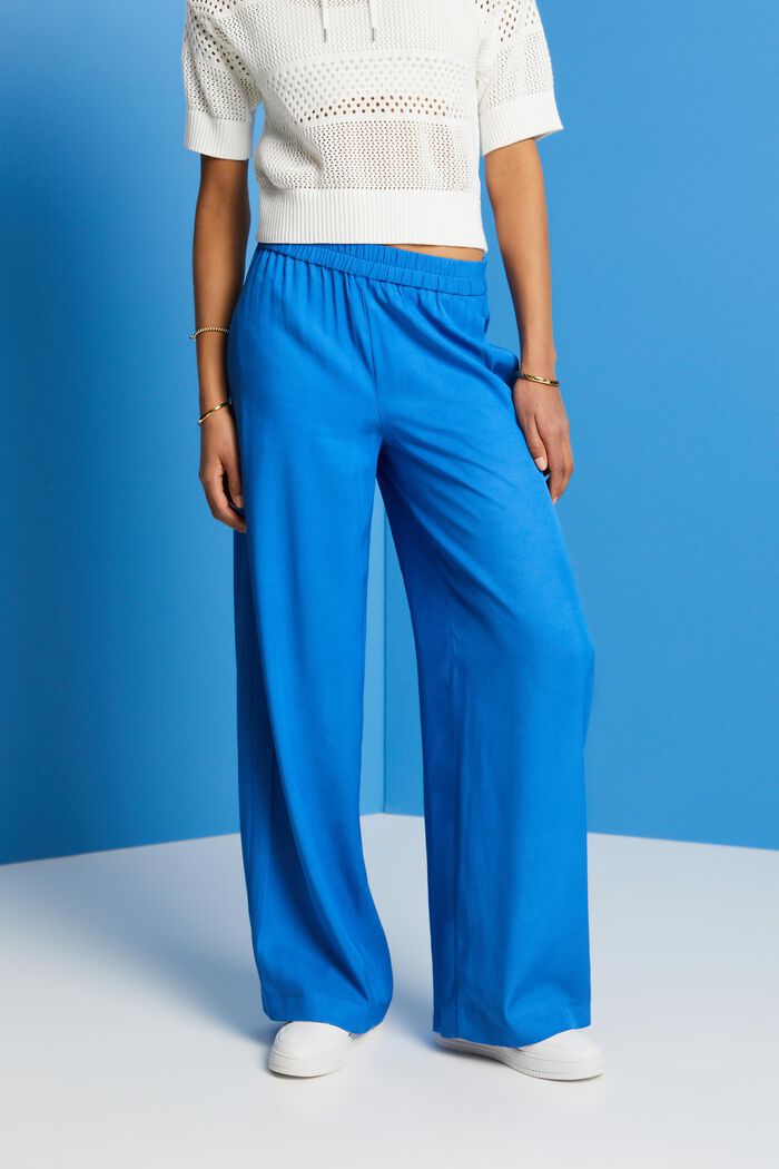 Pantaloni a gamba larga LENZING™ ECOVERO™, BRIGHT BLUE, detail image number 0