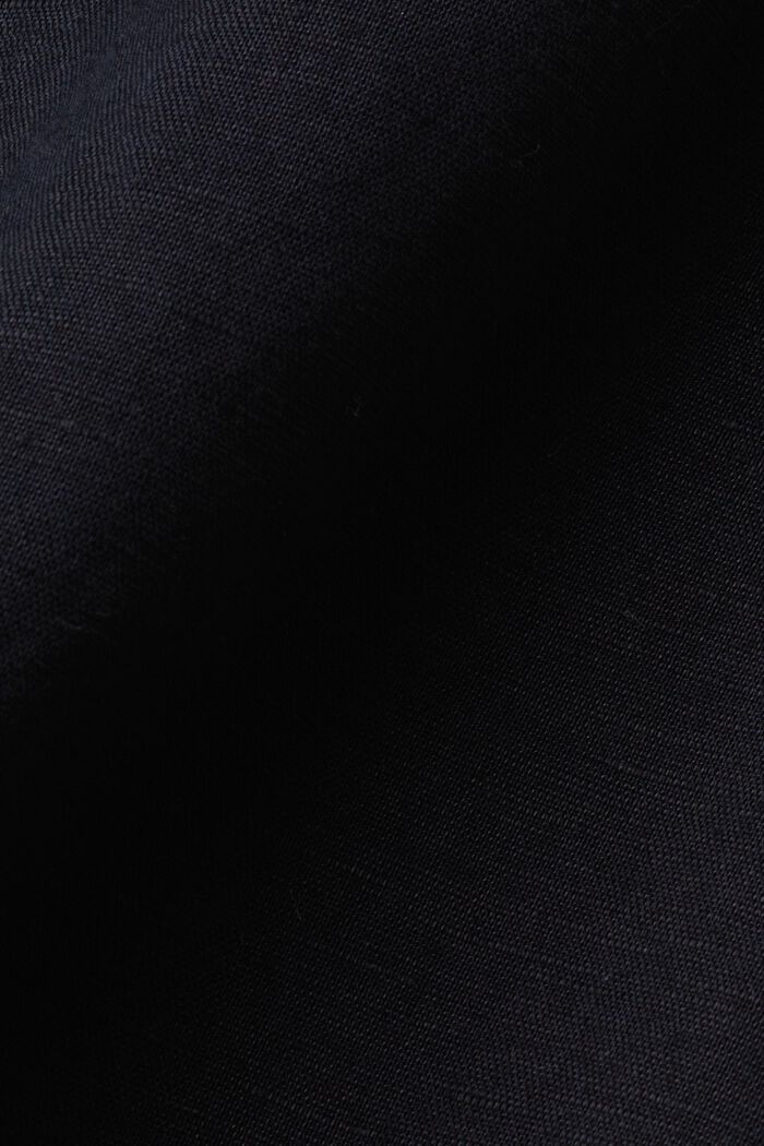 Camicia button-down in misto cotone e lino, BLACK, detail image number 4