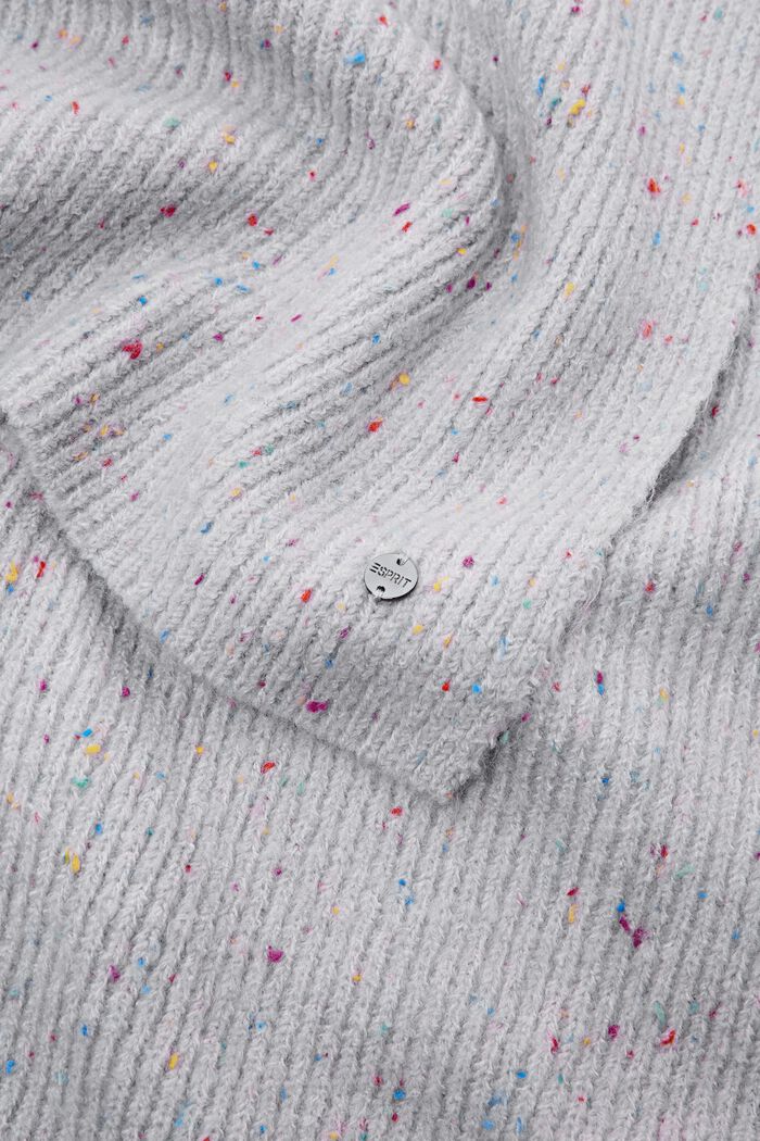Scialle in maglia a coste con macchioline colorate, LIGHT GREY, detail image number 1