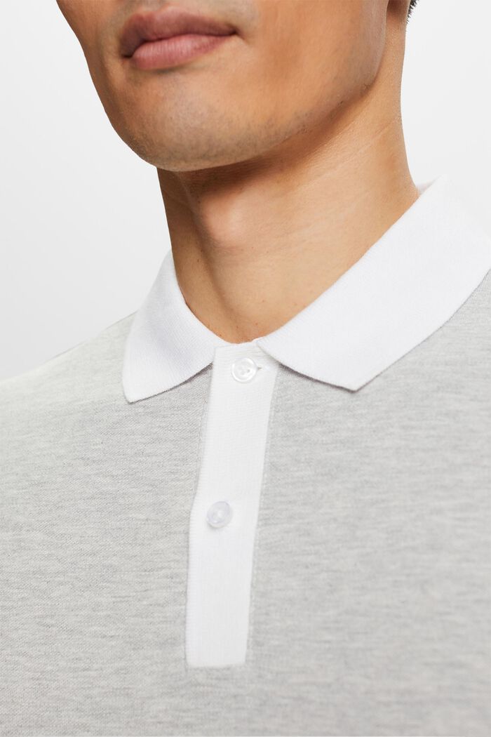 Polo bicolore in piqué, LIGHT GREY, detail image number 2