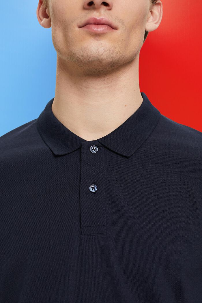 Polo Slim Fit in piqué di cotone, NAVY, detail image number 2