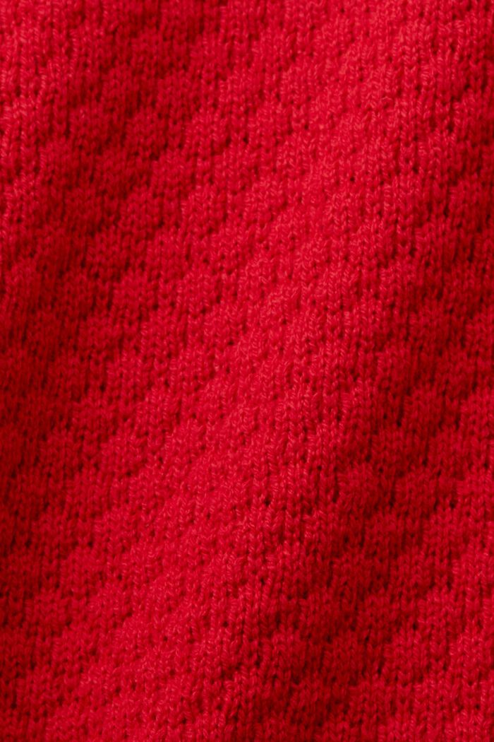 Pullover a maglia strutturata, misto cotone, DARK RED, detail image number 5