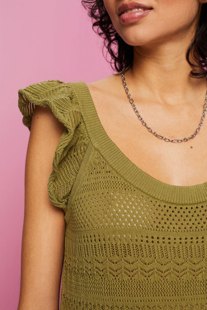 Top in cotone a maglia aperta, PISTACHIO GREEN, detail image number 2