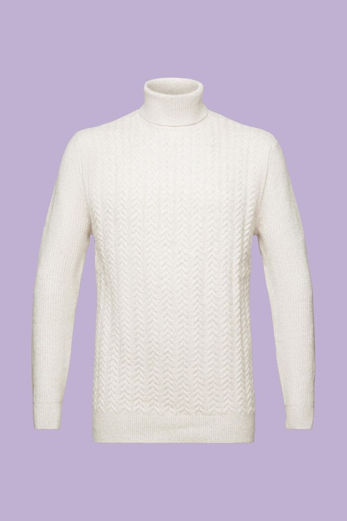 Pullover dolcevita in maglia intrecciata, OFF WHITE, detail image number 6