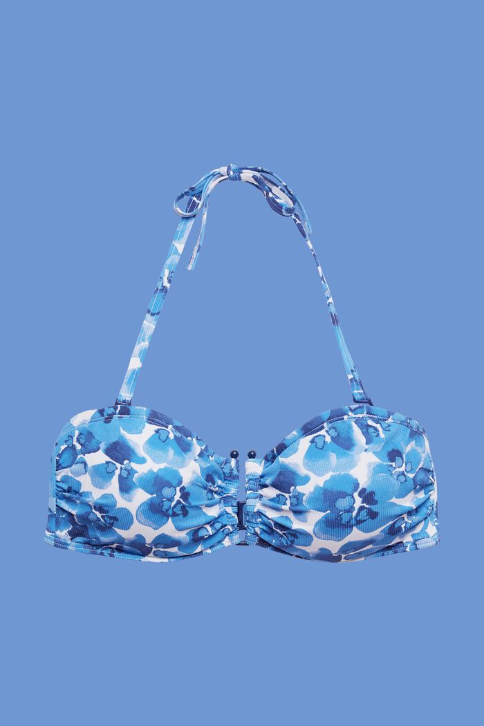 Top da bikini a fascia imbottito con stampa, BLUE, detail image number 4
