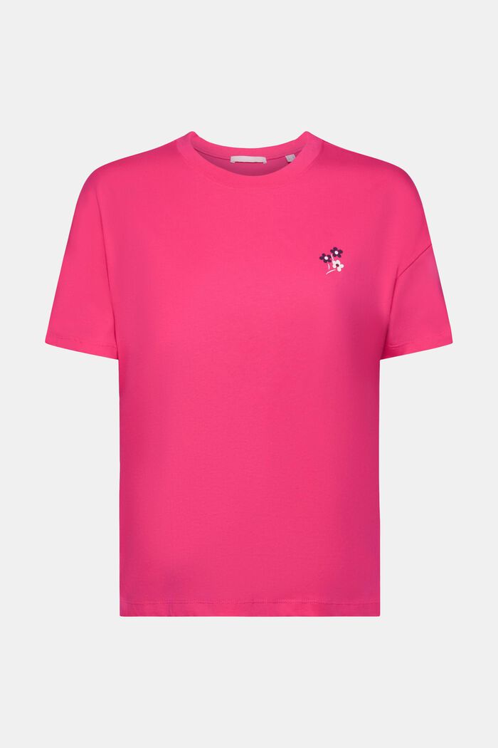 T-shirt con stampa floreale sul petto, PINK FUCHSIA, detail image number 5