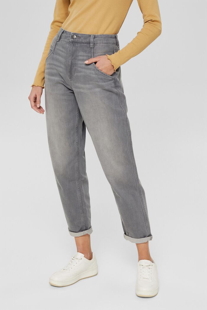 Jeans di tendenza con stretch in cotone biologico, GREY MEDIUM WASHED, detail image number 0