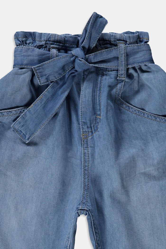 Pantaloni capri con vita in stile paperbag, BLUE LIGHT WASHED, detail image number 2
