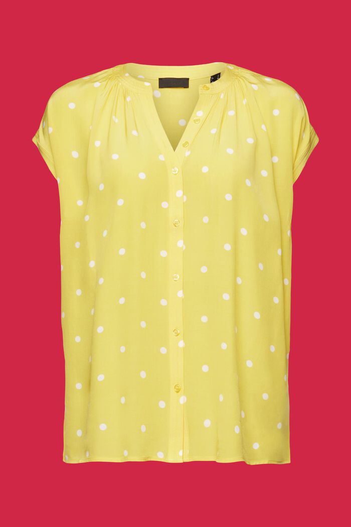 Blusa a maniche corte con stampa, LIGHT YELLOW, detail image number 6