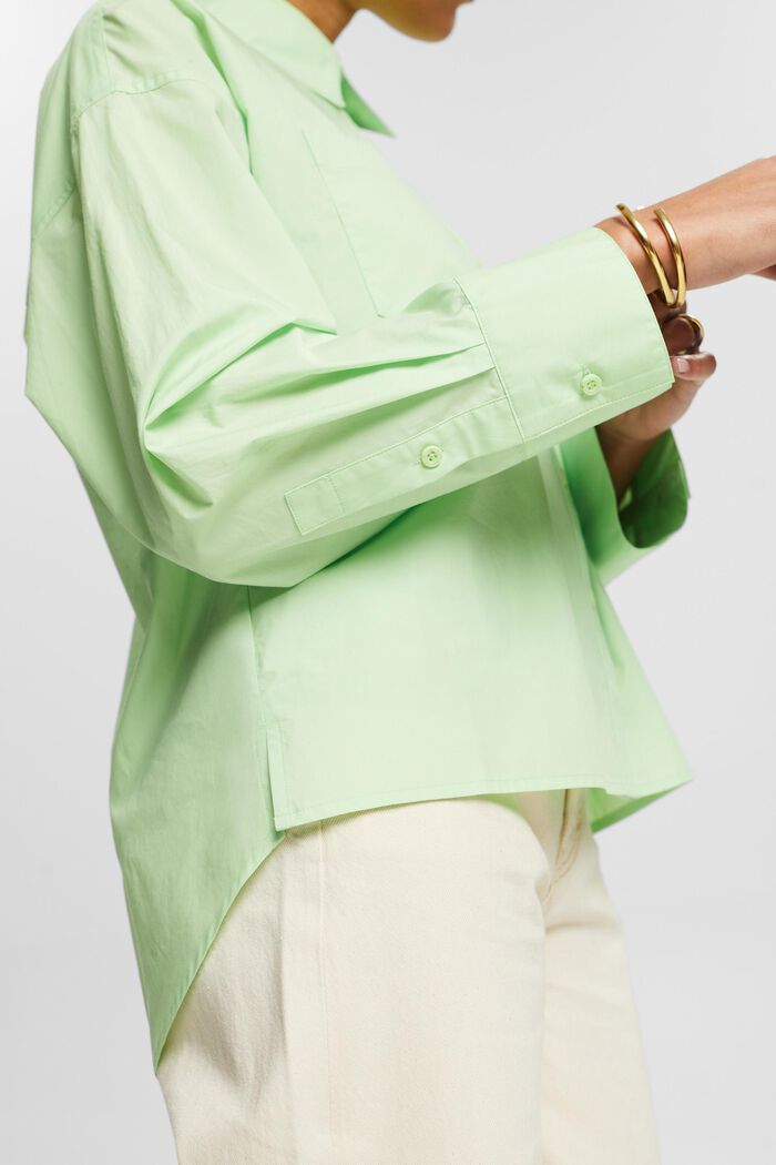 Camicia button-up in popeline di cotone, LIGHT GREEN, detail image number 2