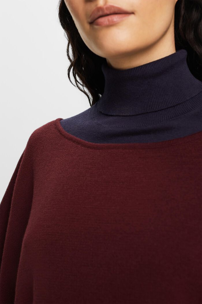 Riciclato: poncho double face, AUBERGINE, detail image number 1