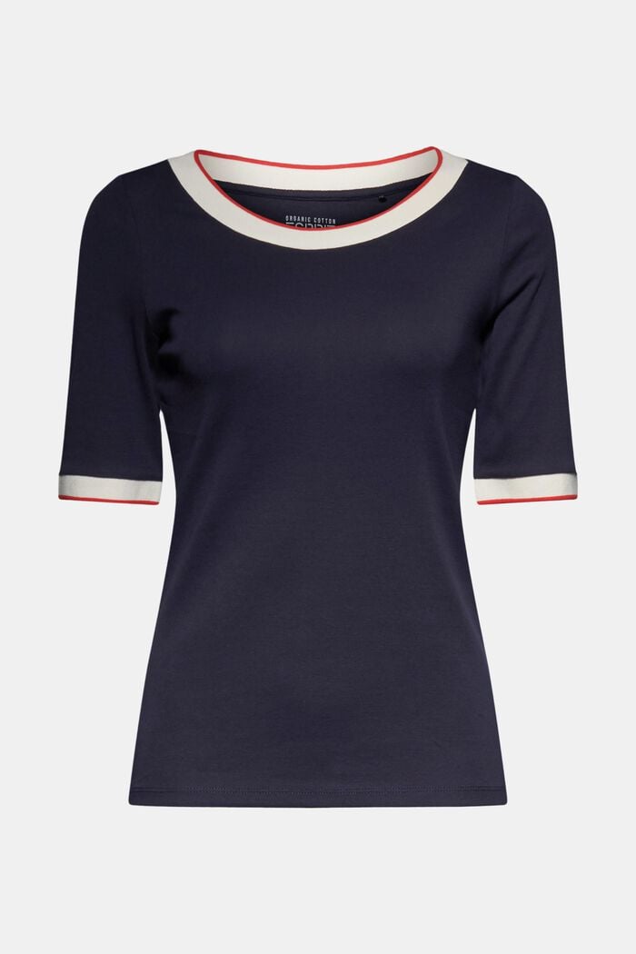 T-shirt in 100% cotone biologico, NAVY, overview