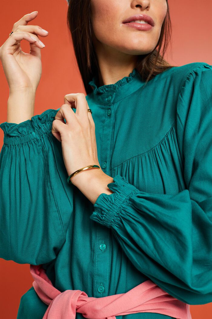 Blusa con rouches, EMERALD GREEN, detail image number 1