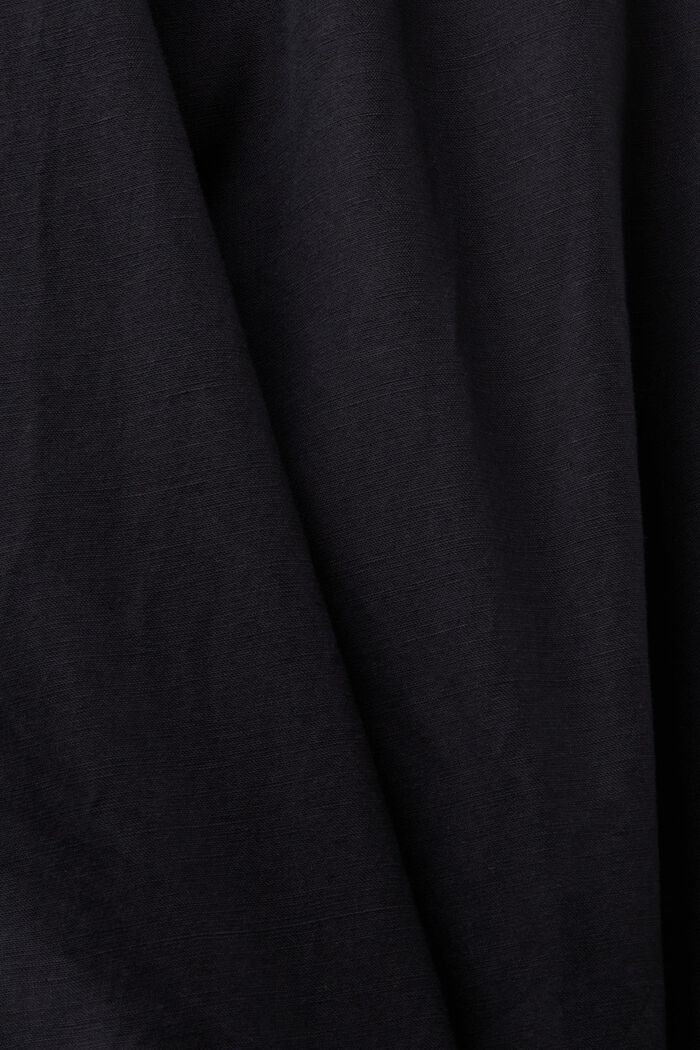 Pantaloni culotte cropped in lino e cotone, BLACK, detail image number 6