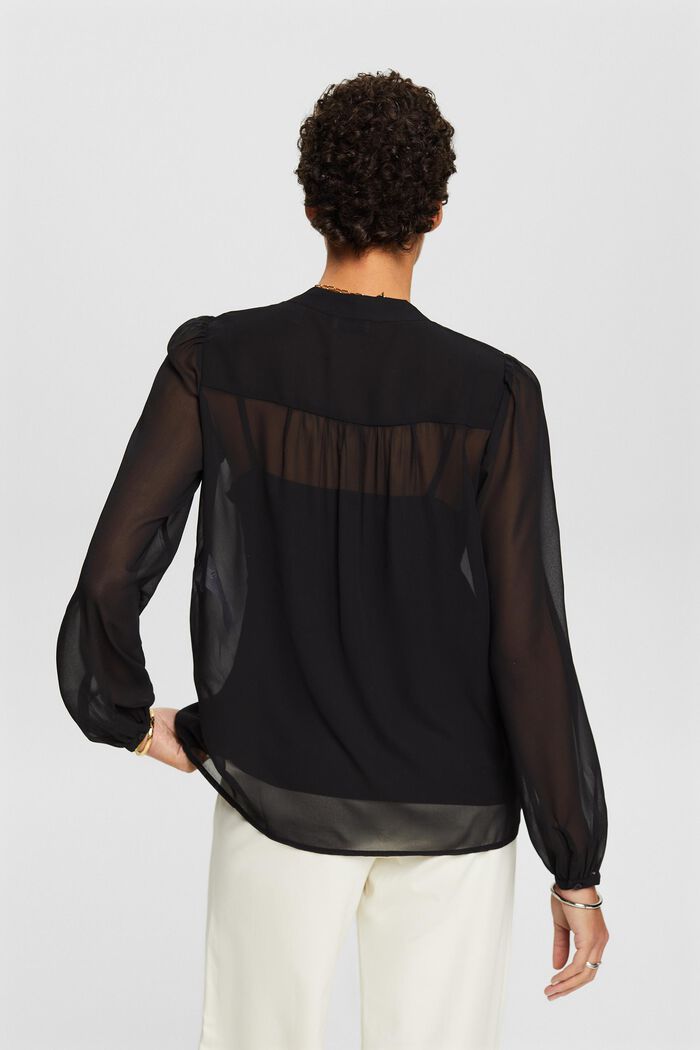 Blusa in chiffon con maniche lunghe, BLACK, detail image number 3