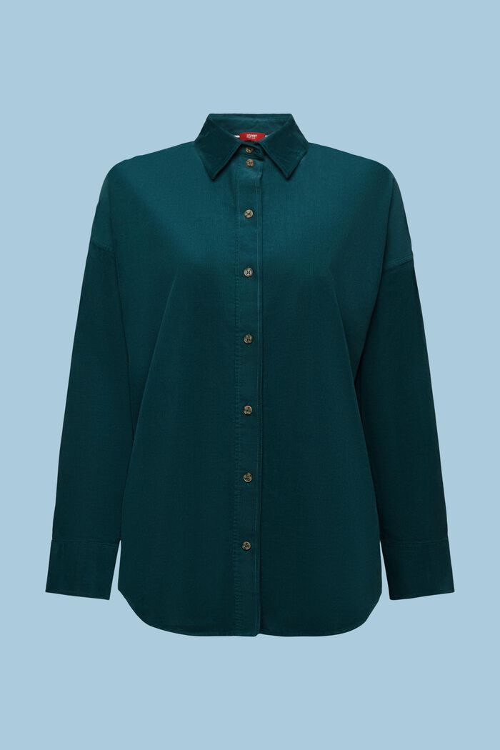 Camicia blusata oversize in velluto, EMERALD GREEN, detail image number 6