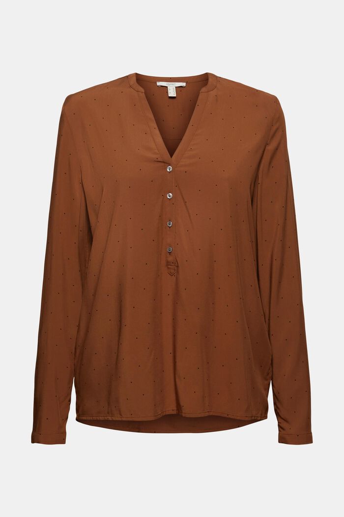 Blusa a serafino in LENZING™ ECOVERO™, TOFFEE, detail image number 0