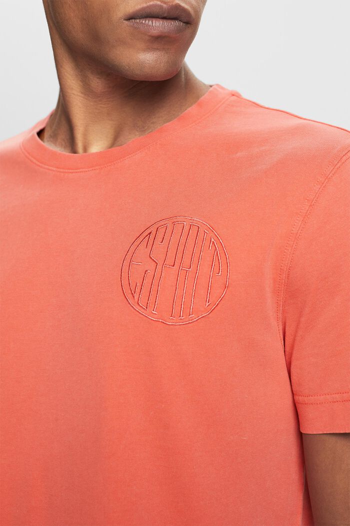 T-shirt con logo ricamato, 100% cotone, CORAL RED, detail image number 2