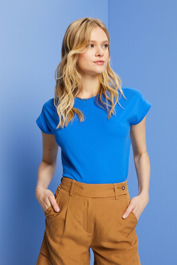 T-shirt basic, 100% cotone, BRIGHT BLUE, detail image number 0
