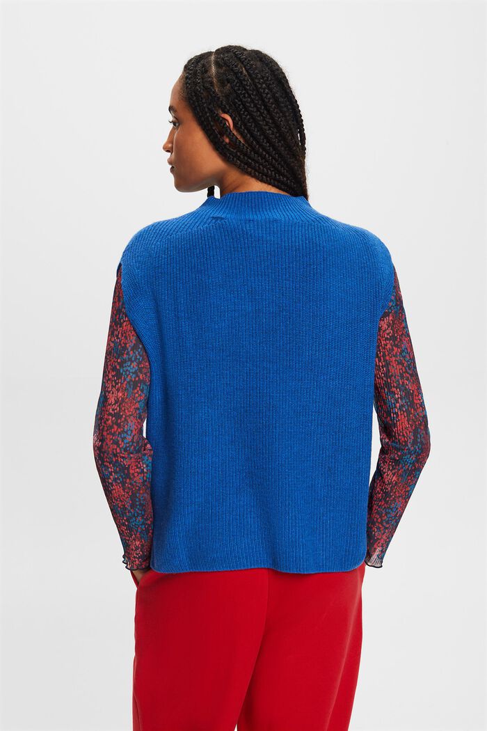 Gilet in maglia a coste in misto lana, BRIGHT BLUE, detail image number 4