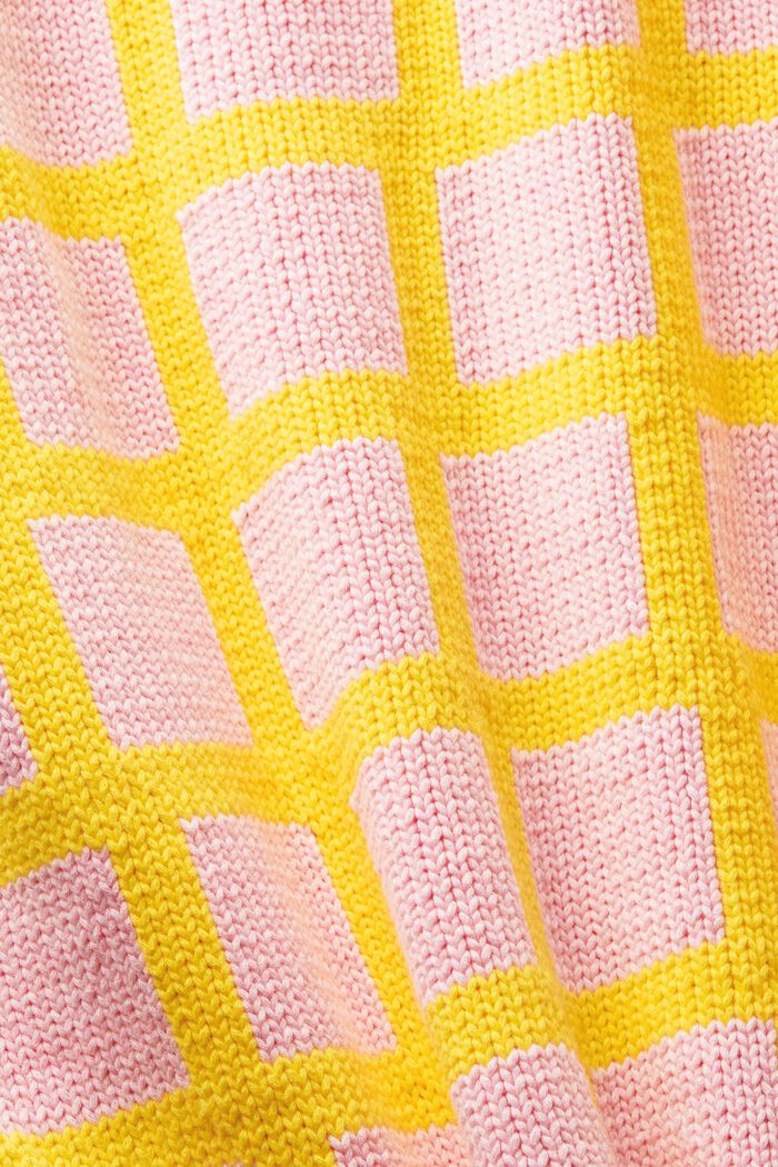 Pullover a maglia larga a quadri con logo, YELLOW, detail image number 5