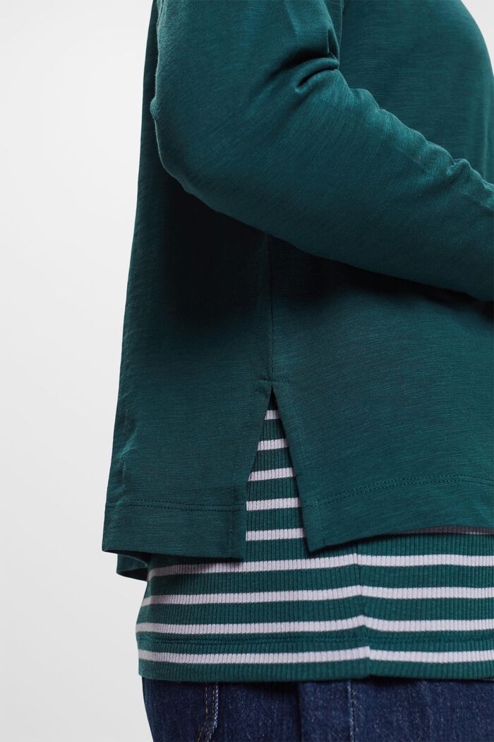 Maglia basic a maniche lunghe in jersey, EMERALD GREEN, detail image number 1