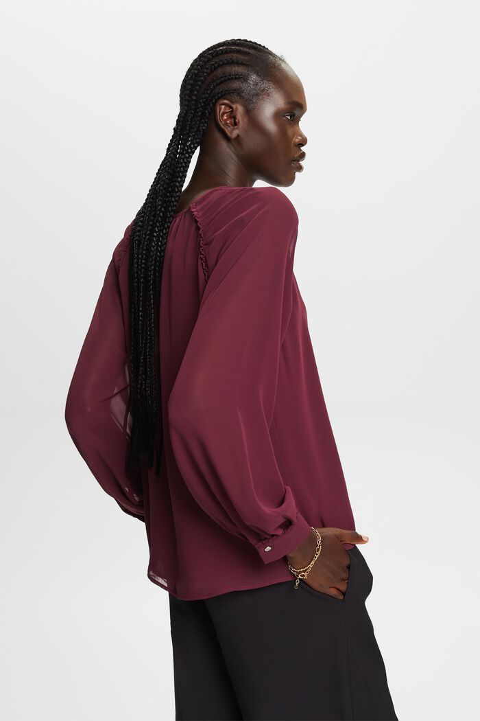 Riciclata: blusa in chiffon, AUBERGINE, detail image number 3