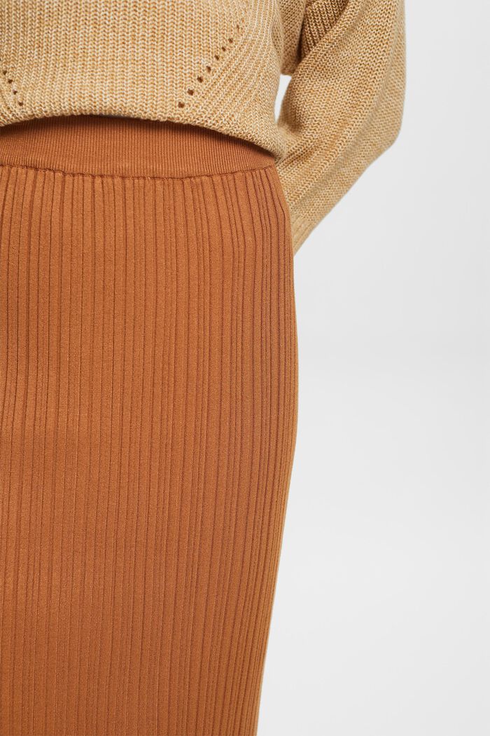 Gonna midi in maglia a coste, CARAMEL, detail image number 2