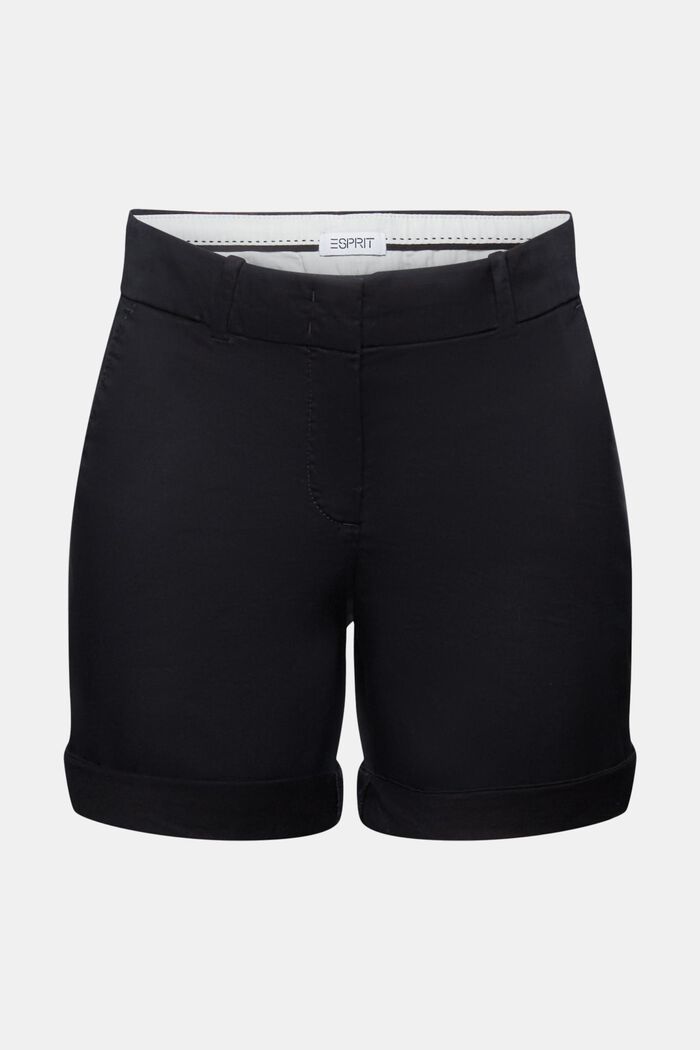 Pantaloncini in twill con risvolto, BLACK, detail image number 7
