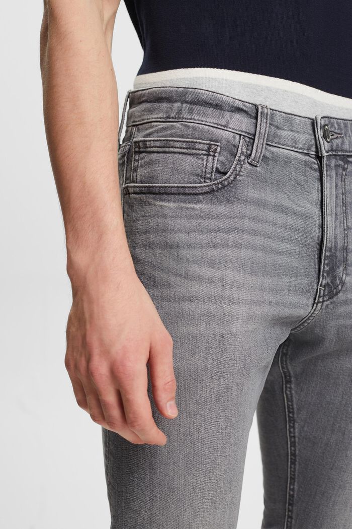 Jeans slim affusolati a vita media, GREY MEDIUM WASHED, detail image number 4