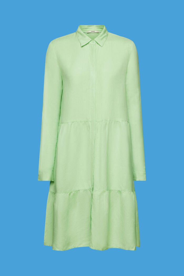 Mini abito camicia in misto lino, CITRUS GREEN, detail image number 6