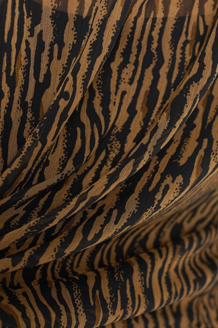 Camicetta in chiffon con stampa animalier e top, CAMEL, detail image number 4