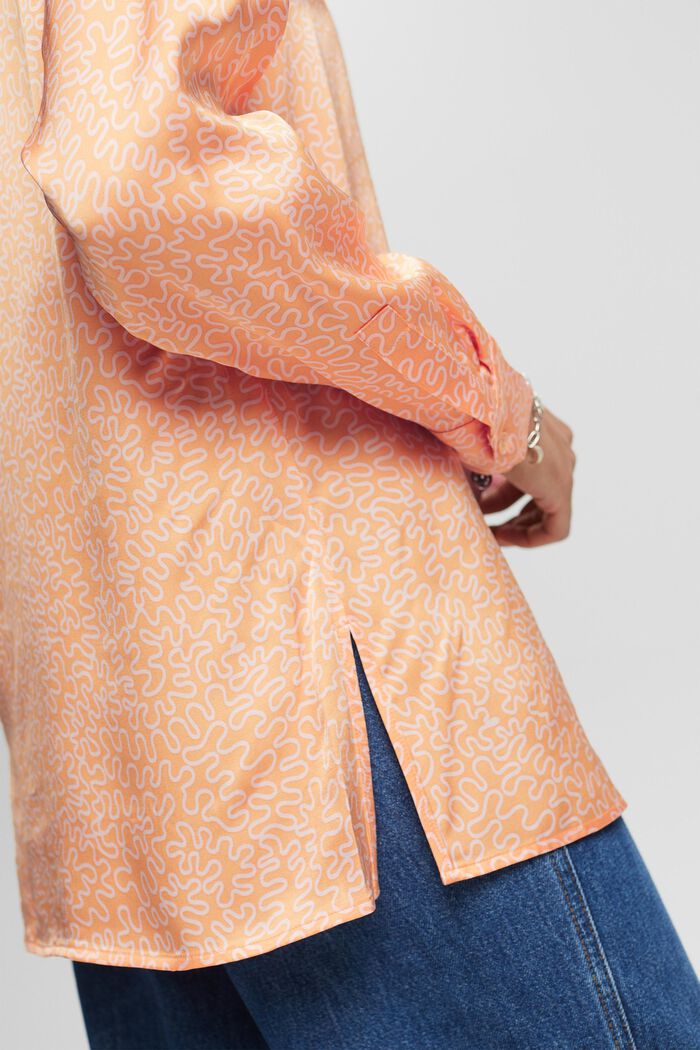 Blusa in raso stampato, PASTEL ORANGE, detail image number 4