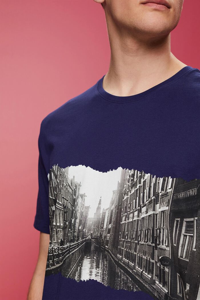 T-shirt girocollo con stampa, 100% cotone, DARK BLUE, detail image number 2