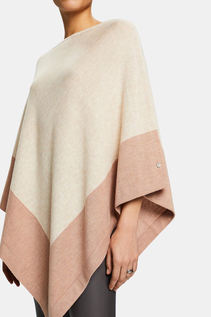Poncho con fondo a fazzoletto, LIGHT TAUPE, detail image number 2