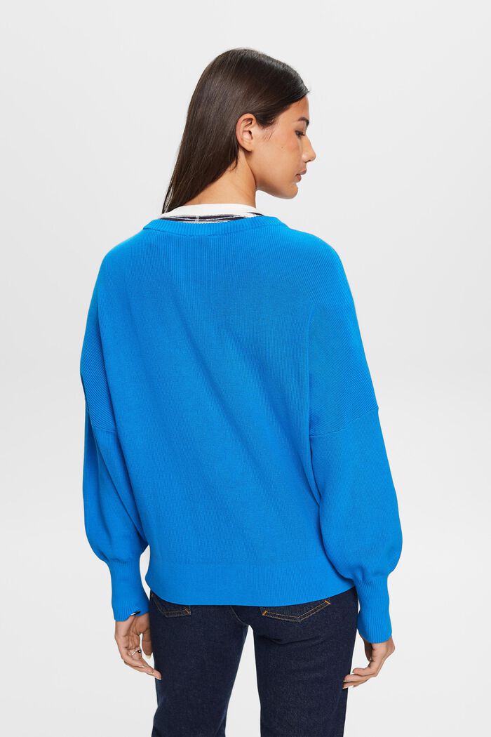 Pullover pipistrello, 100% cotone, BLUE, detail image number 3