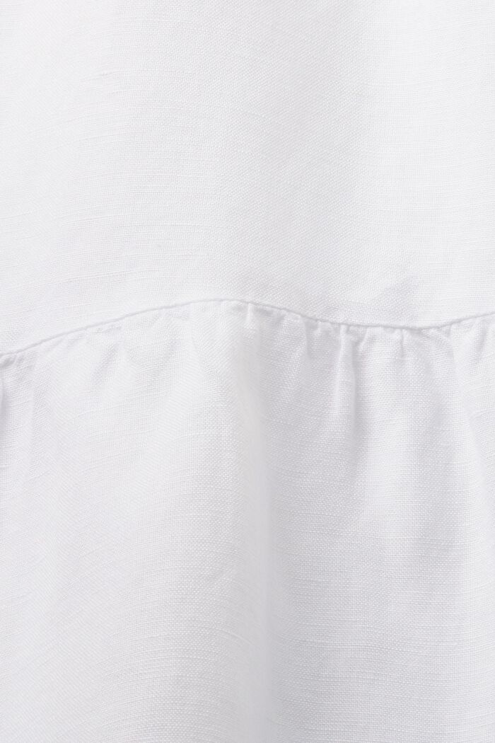 Blusa in misto lino, WHITE, detail image number 5