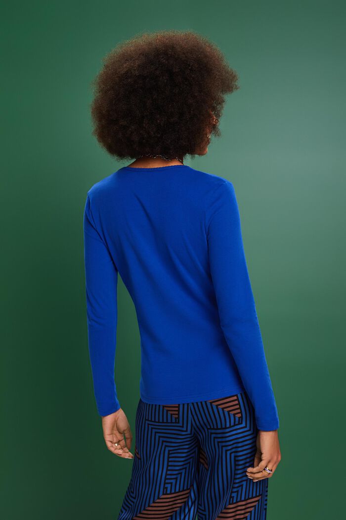 Maglia a manica lunga in cotone, BRIGHT BLUE, detail image number 2