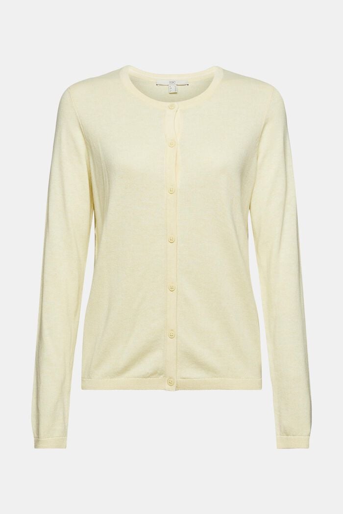 Cardigan in misto cotone biologico, PASTEL YELLOW, overview