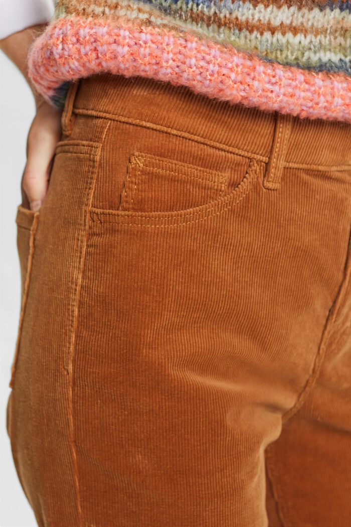 Pantaloni in fine velluto Straight Fit a vita alta, CARAMEL, detail image number 2