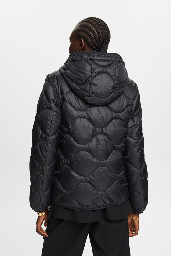 Riciclato: giacca trapuntata trasformabile con cappuccio, BLACK, detail image number 3
