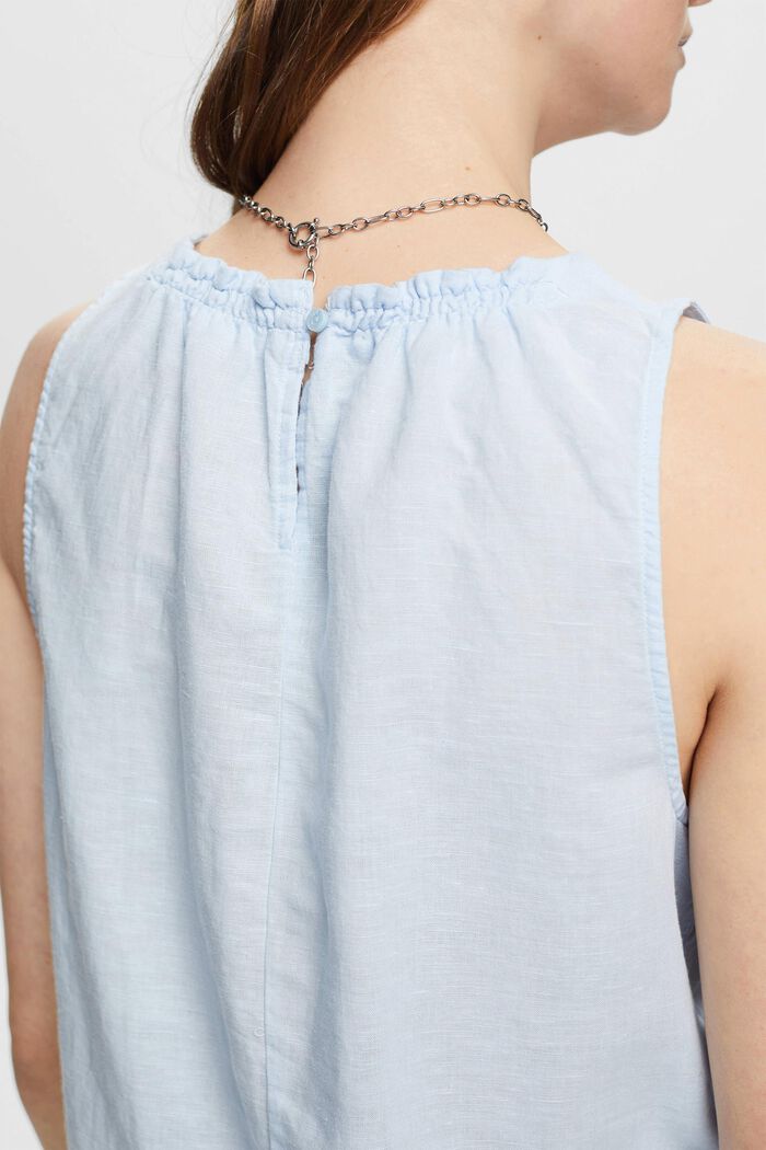 Blusa senza maniche in misto lino, PASTEL BLUE, detail image number 4