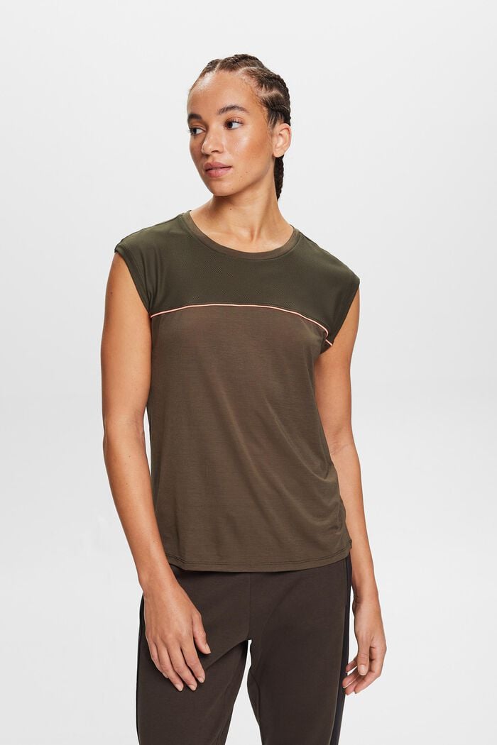 Top active a righe, DARK KHAKI, detail image number 0