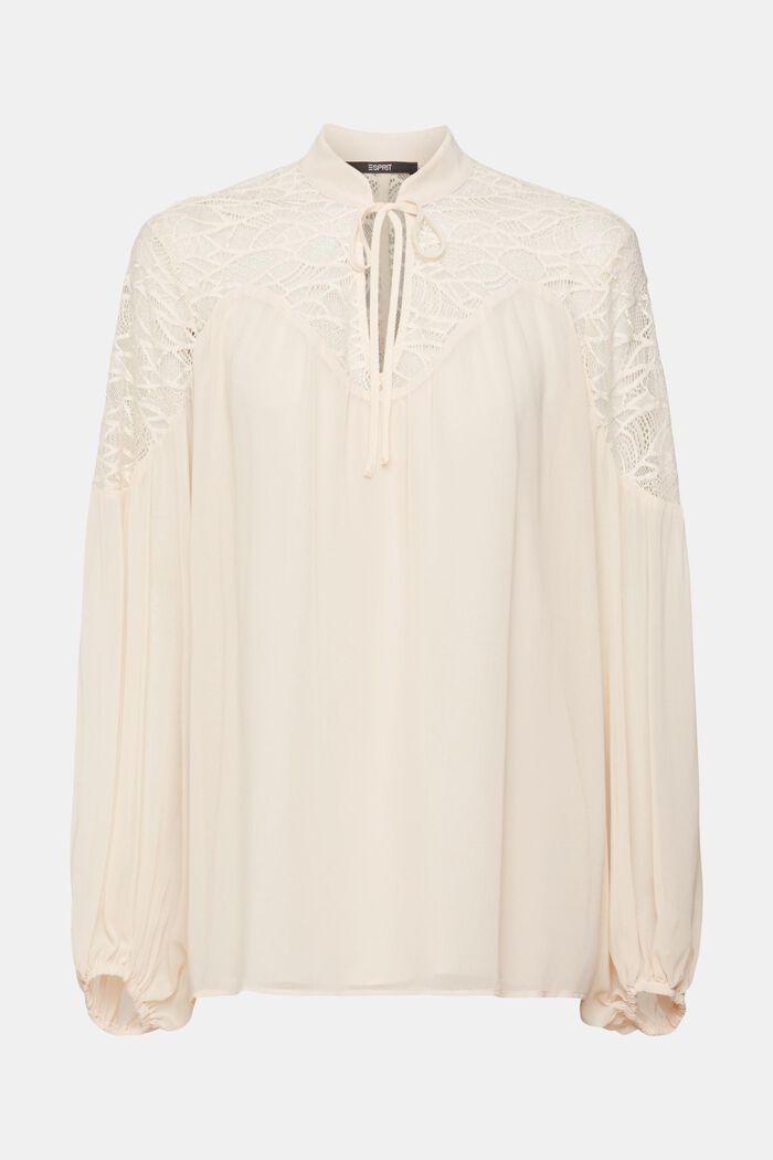 Blusa in chiffon con pizzo, DUSTY NUDE, detail image number 6