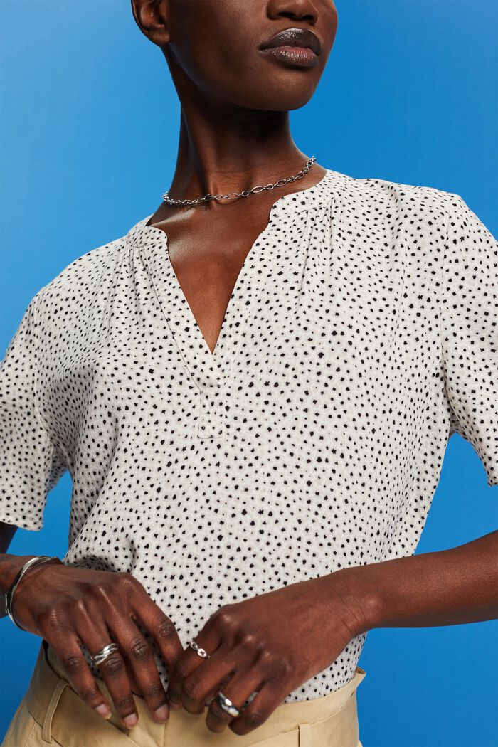 Blusa floreale con spacco sullo scollo, NEW WHITE, detail image number 2