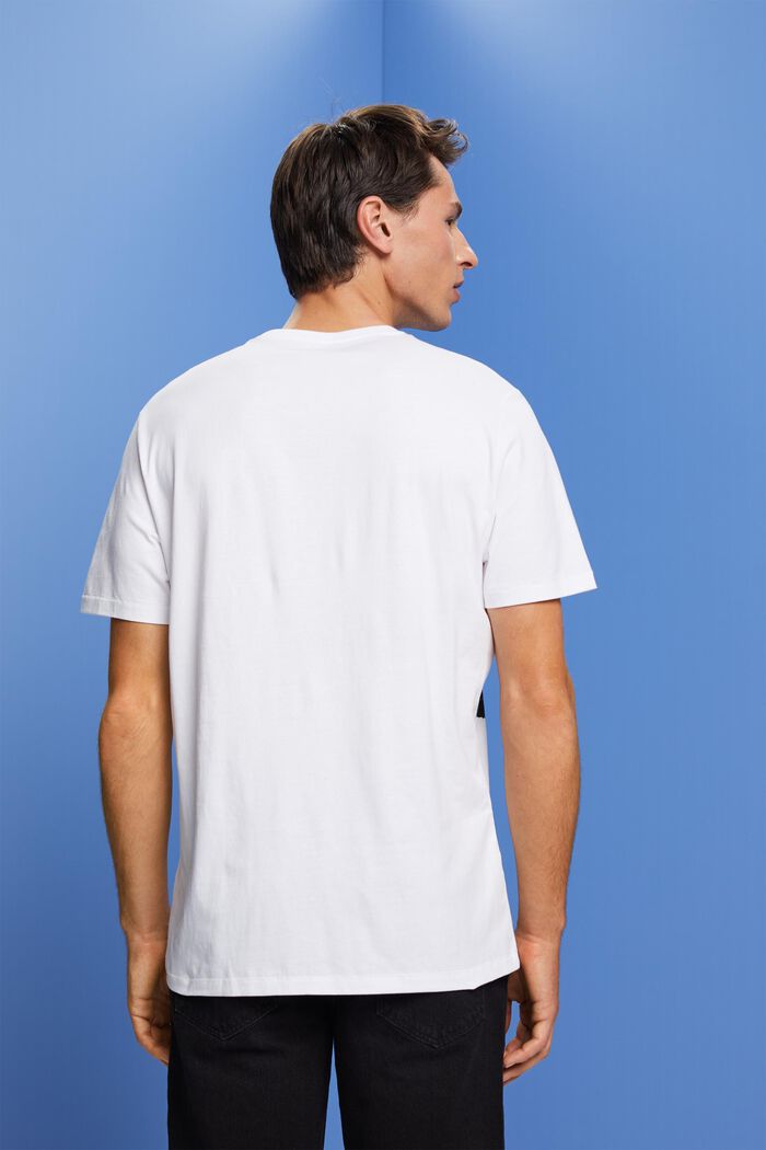 T-shirt girocollo con stampa, 100% cotone, WHITE, detail image number 3