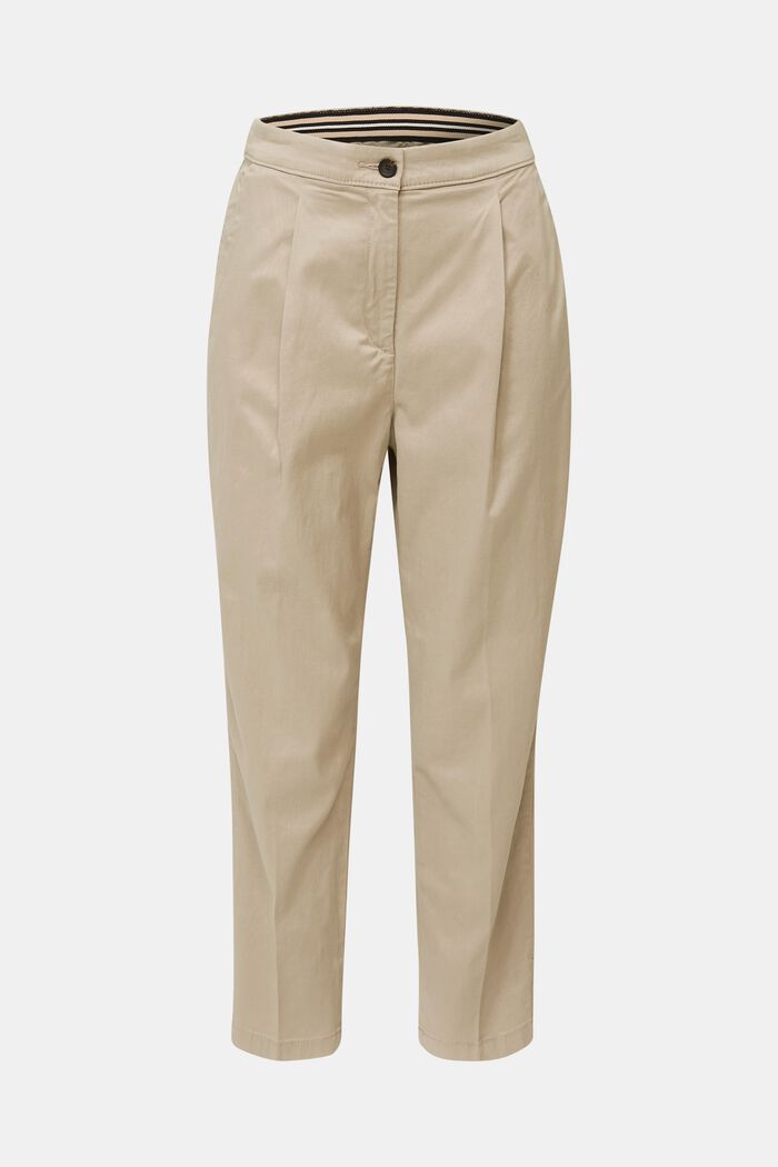 Con TENCEL™: pantaloni con pieghe in vita, BEIGE, detail image number 0